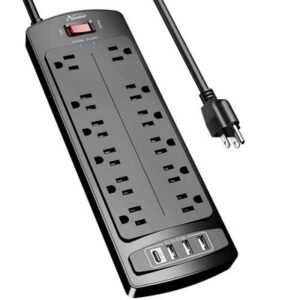 ALESTOR 12-Outlet Surge Protector with 4 USB Ports