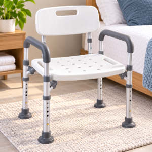 Adjustable Shower Chair in a Cozy Bedroom