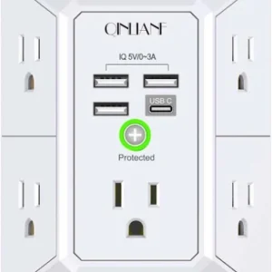 QINLIANF 5-Outlet Wall Extender with 4 USB Ports