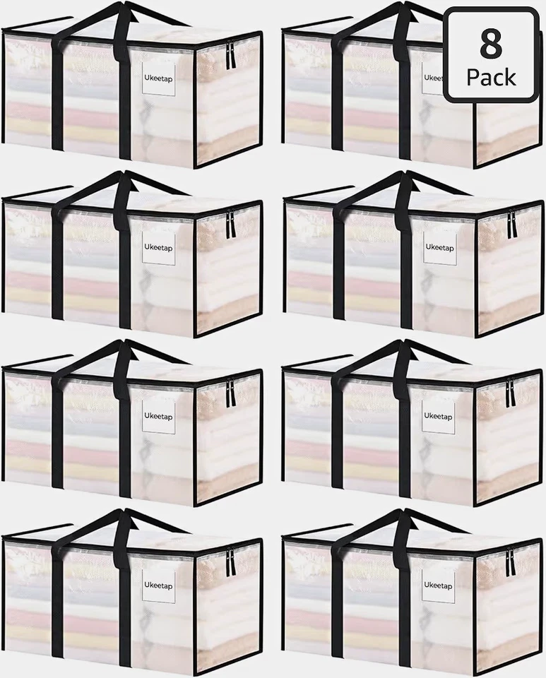 Ukeetap Clear Heavy-Duty Moving Bags, 8-Pack
