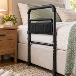 Adjustable Bed Assist Rail with Storage Pocket